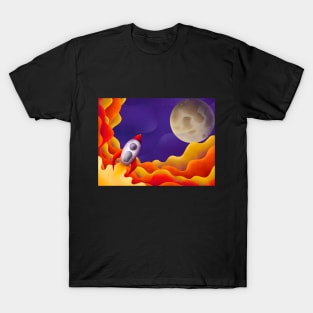Spaceship Flying to the Moon T-Shirt